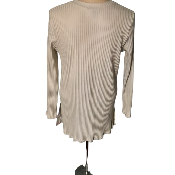EILEEN FISHER Textured Stretch Rib Crew Neck Top Bone - Picture 7 of 14
